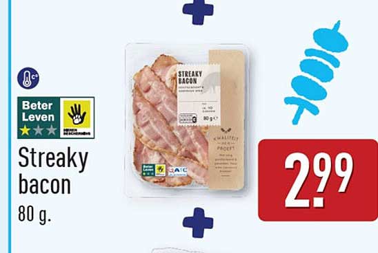 Streaky bacon 80 g.