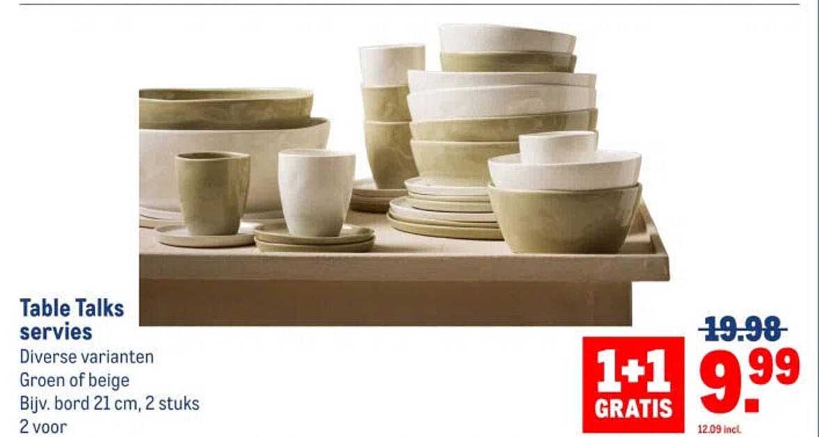 Table Talks servies 1+1 GRATIS