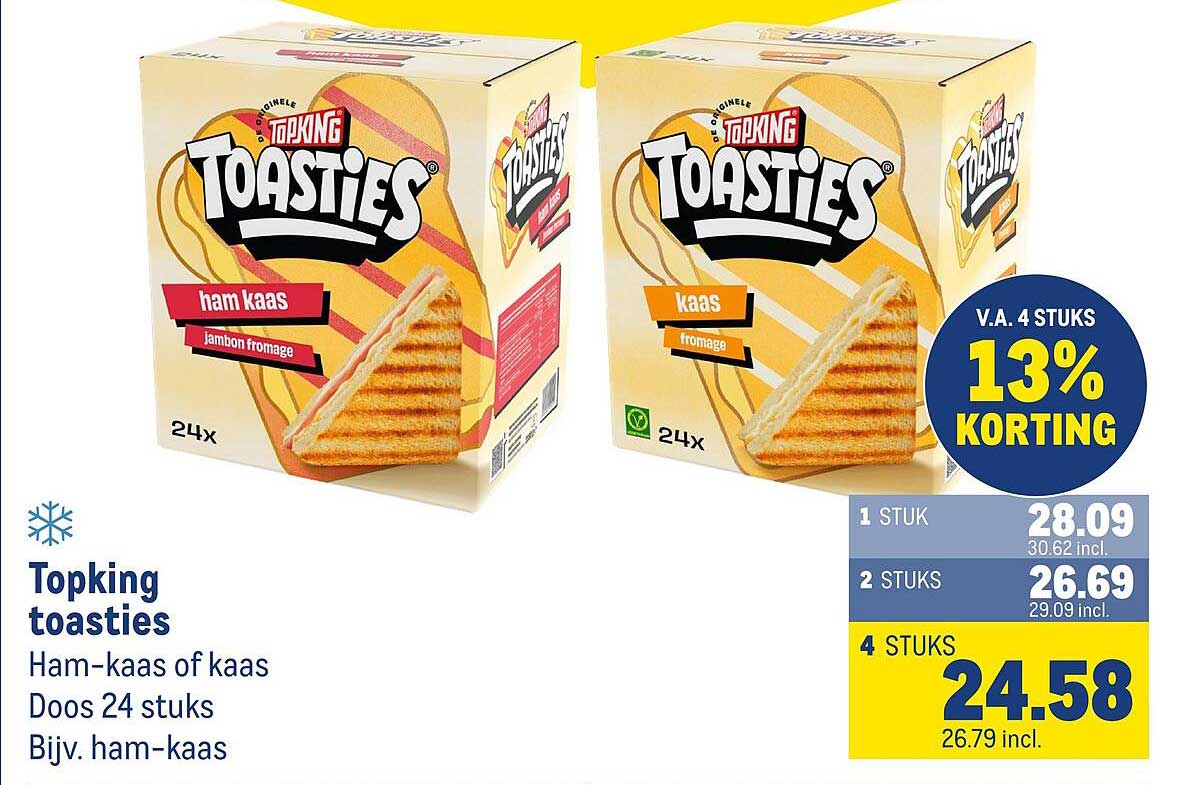 Topking toasties Ham-kaas of kaas Doos 24 stuks