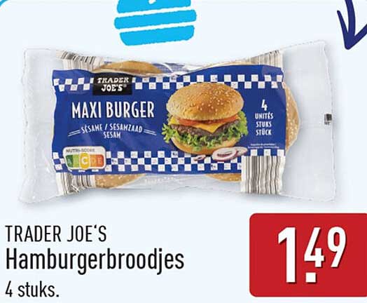 TRADER JOE'S Hamburgerbroodjes 4 stuks.
