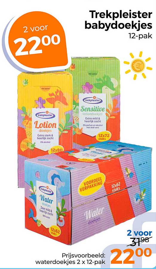 Trekpleister babydoekjes 12-pak 2 voor 22 00