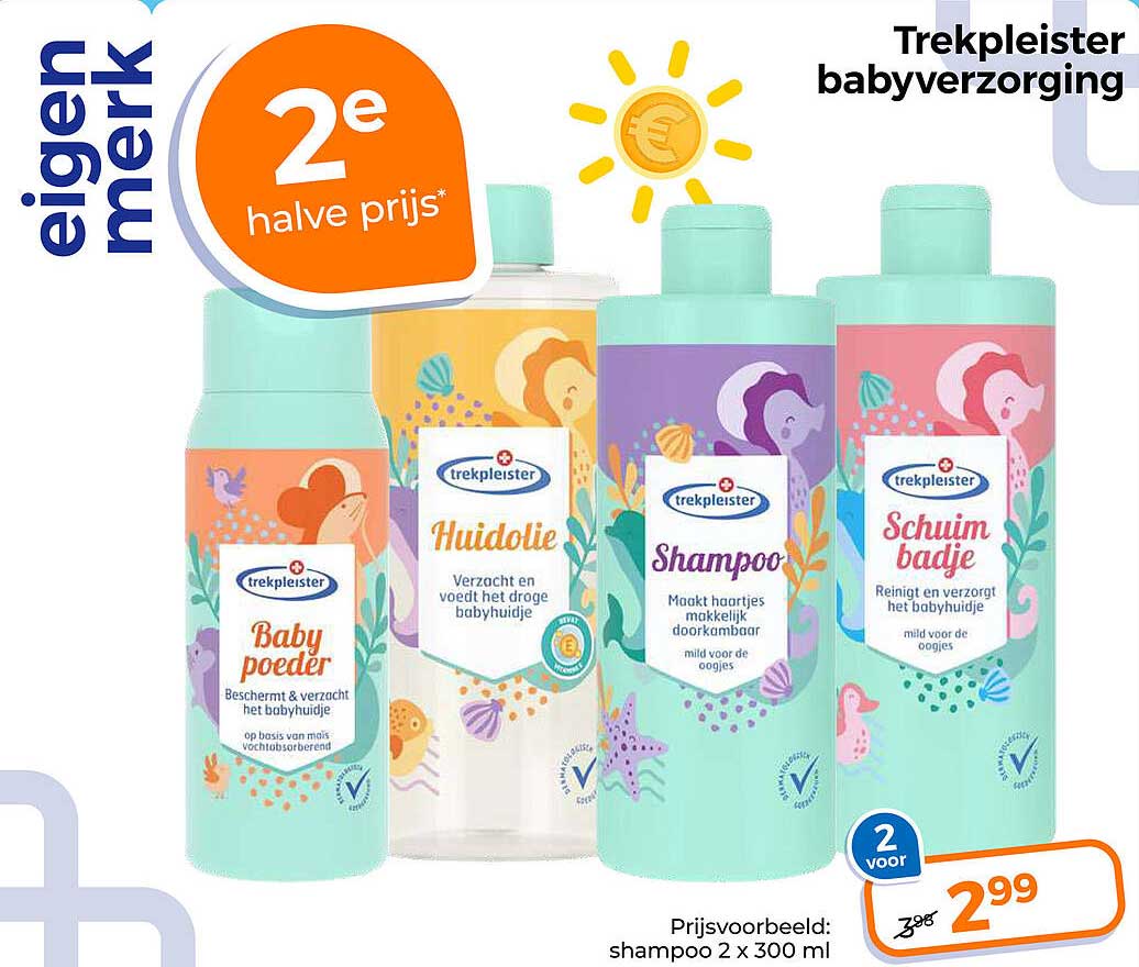 Trekpleister babyverzorging 2e halve prijs