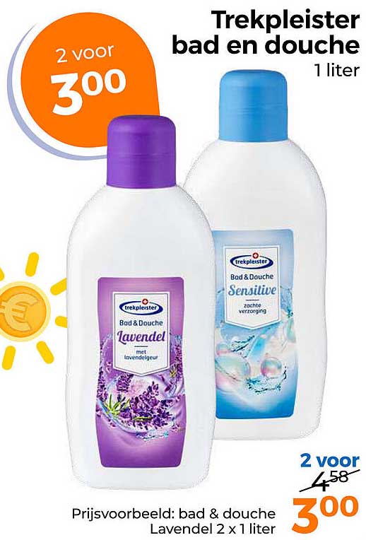 Trekpleister bad en douche 1 liter 2 voor 3,00