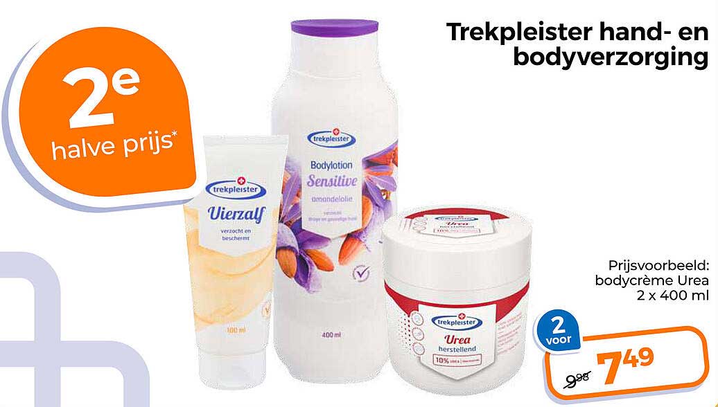 Trekpleister hand- en bodyverzorging 2e halve prijs