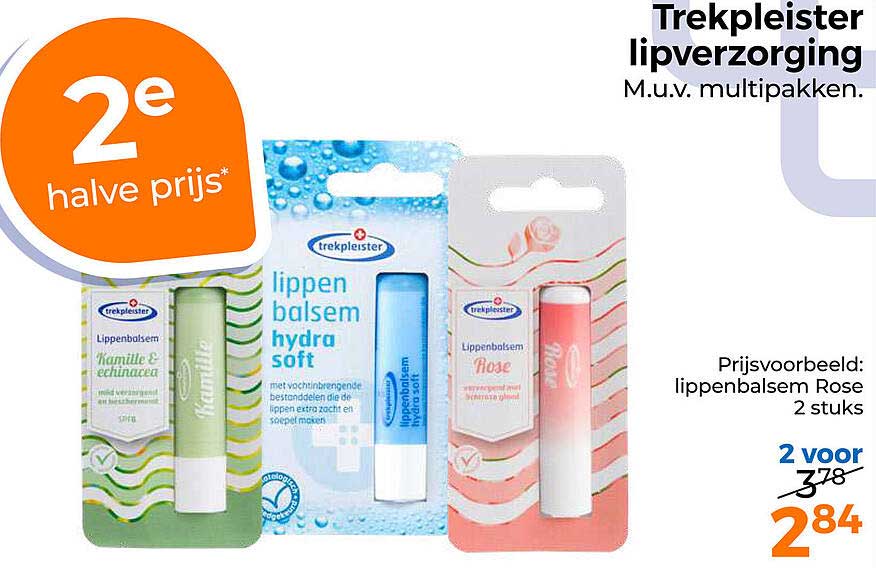 Trekpleister lipverzorging M.u.v. multipakken. 2e halve prijs