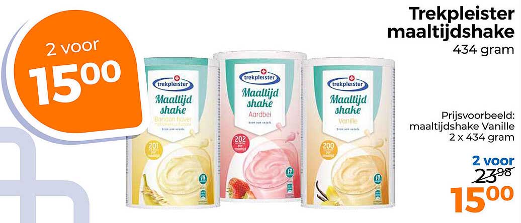 Trekpleister maaltijdshake 434 gram 2 voor 15.00