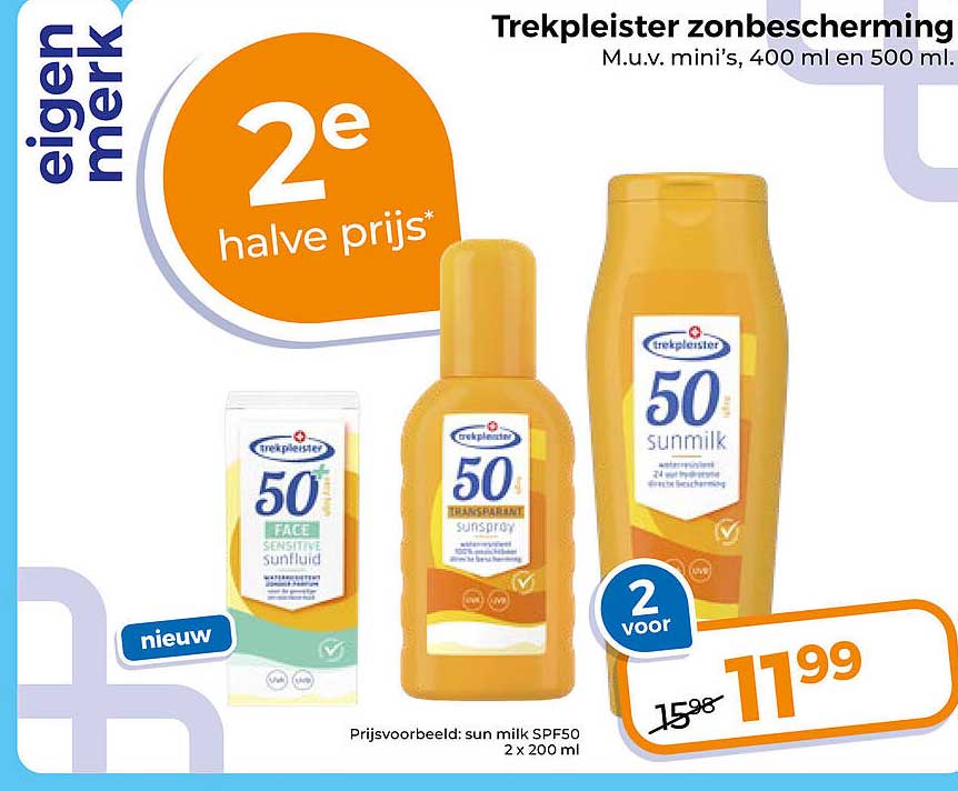 Trekpleister zonbescherming 2e halve prijs
