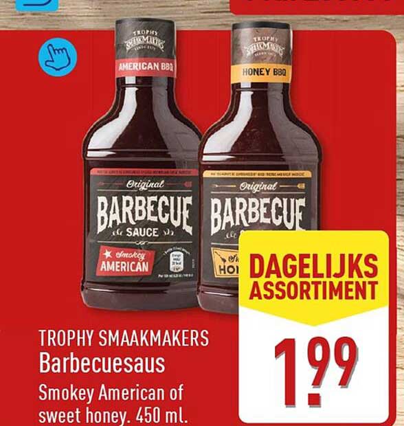 Trophy Smaakmakers Barbecuesaus Smokey American of sweet honey. 450 ml. DAGELIJKS ASSORTIMENT