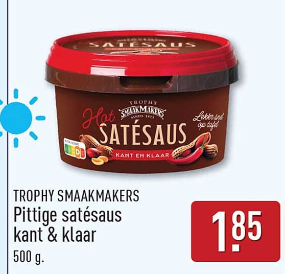 TROPHY SMAAKMAKERS Pittige satésaus kant & klaar 500 g.