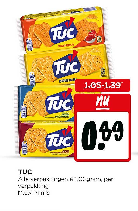 TUC Alle verpakkingen à 100 gram, per verpakking M.u.v. Mini’s