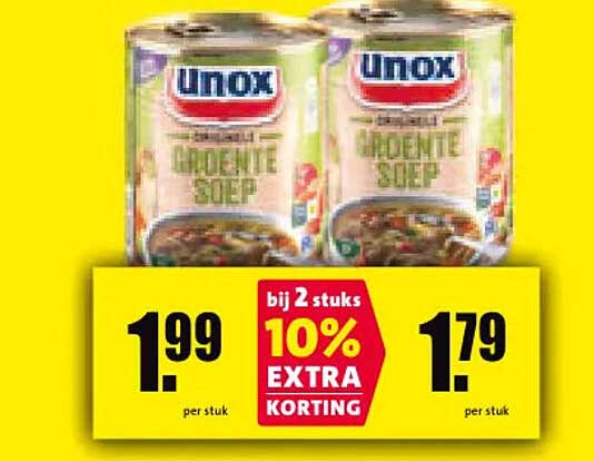 Unox groente soep bij 2 stuks 10% EXTRA KORTING