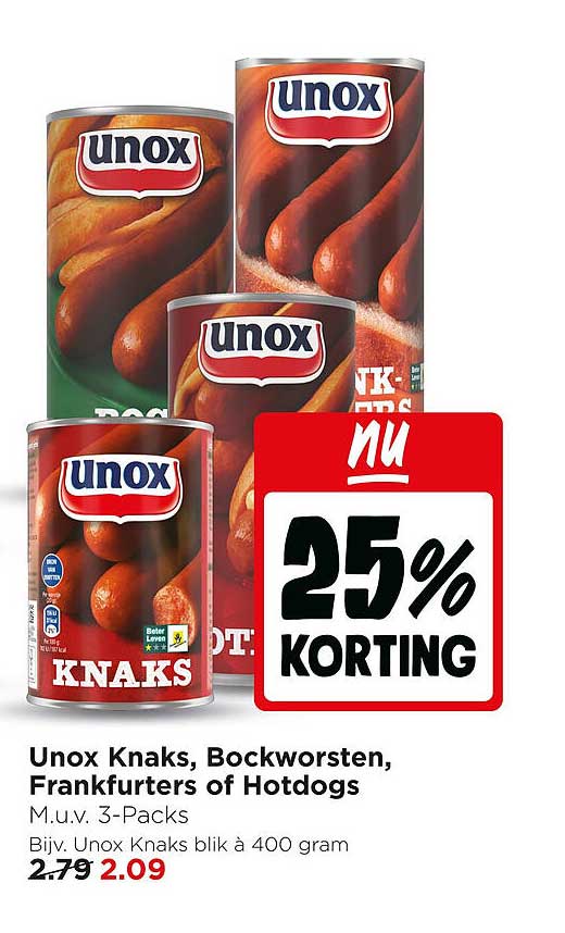 Unox Knaks, Bockworsten, Frankfurters of Hotdogs