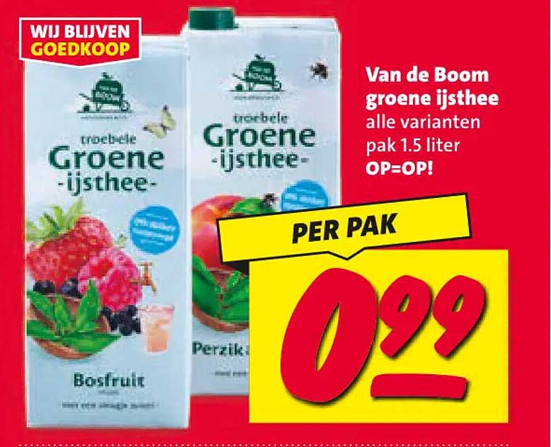 Van de Boom groene ijsthee alle varianten pak 1.5 liter OP=OP!