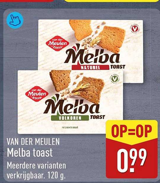 VAN DER MEULEN Melba toast Meerdere varianten verkrijgbaar. 120 g. OP=OP