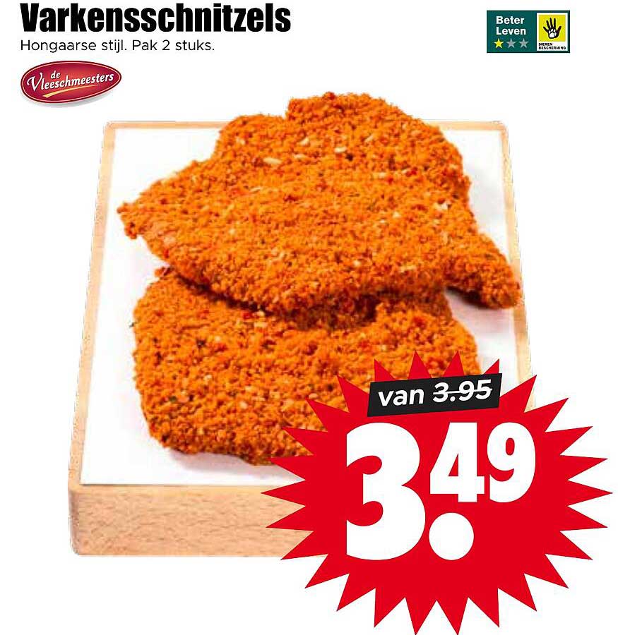 Varkensschnitzels Hongaarse stijl. Pak 2 stuks.