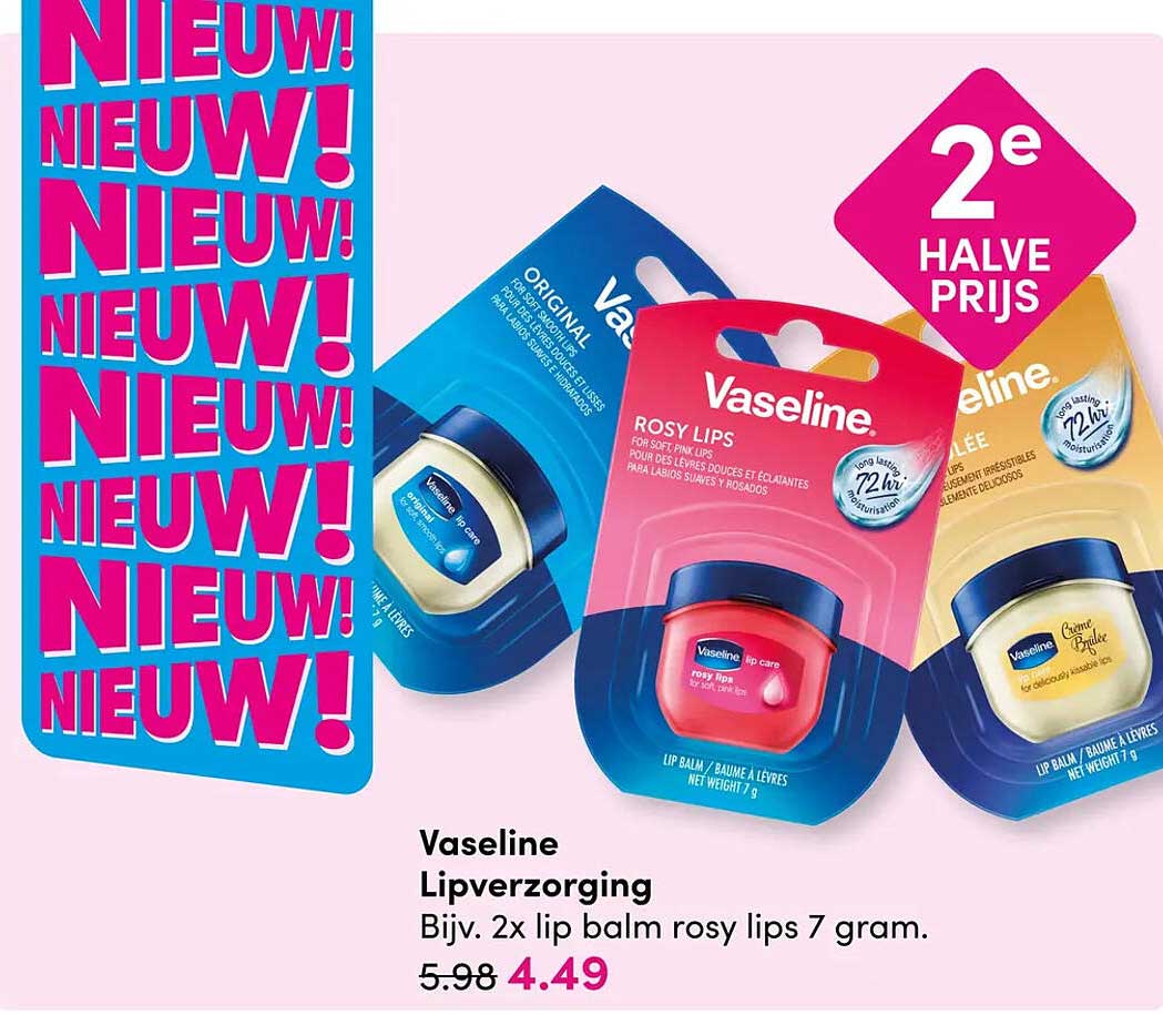 Vaseline Lipverzorging 2e halve prijs