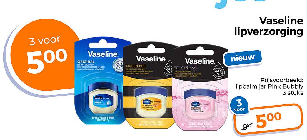 Vaseline lipverzorging nieuw 3 voor 5,00