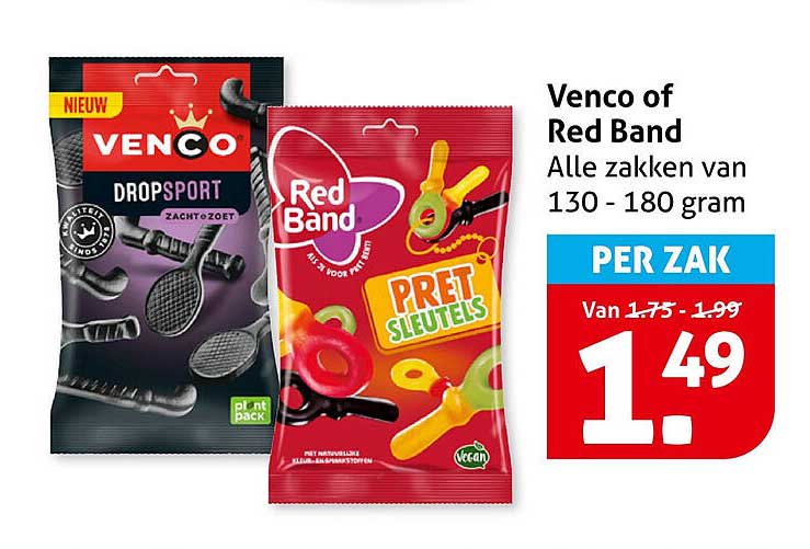 Venco of Red Band Alle zakken van 130 - 180 gram PER ZAK
