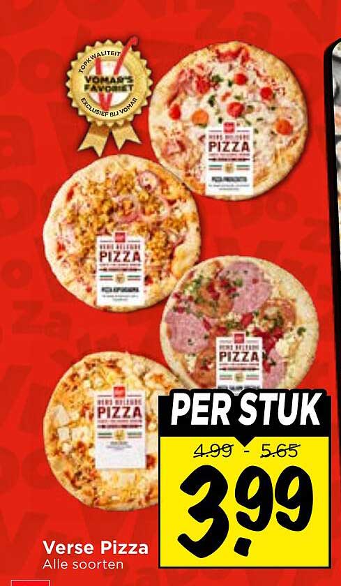 Verse Pizza Alle soorten PER STUK