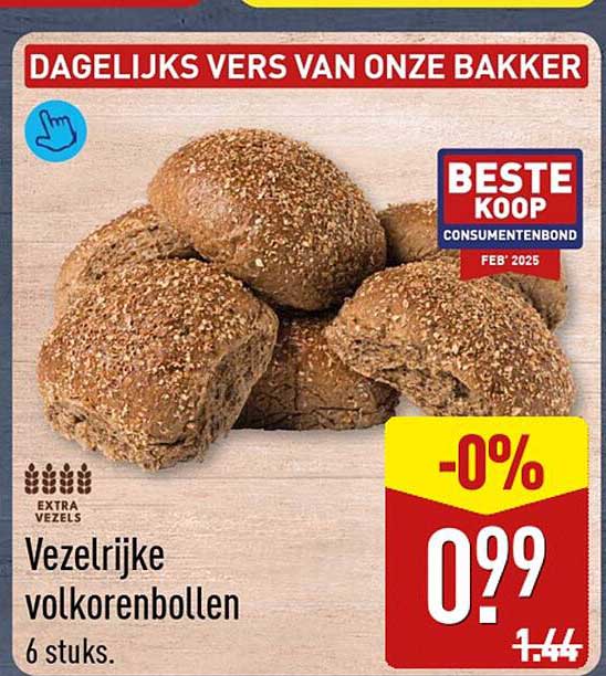 Vezelrijke volkorenbollen 6 stuks -0%