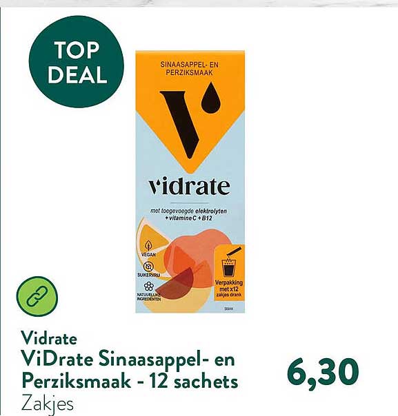 ViDrate Sinaasappel- en Perziksmaak - 12 sachets Zakjes