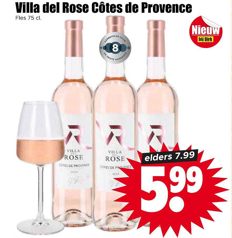 Villa del Rose Côtes de Provence Fles 75 cl.