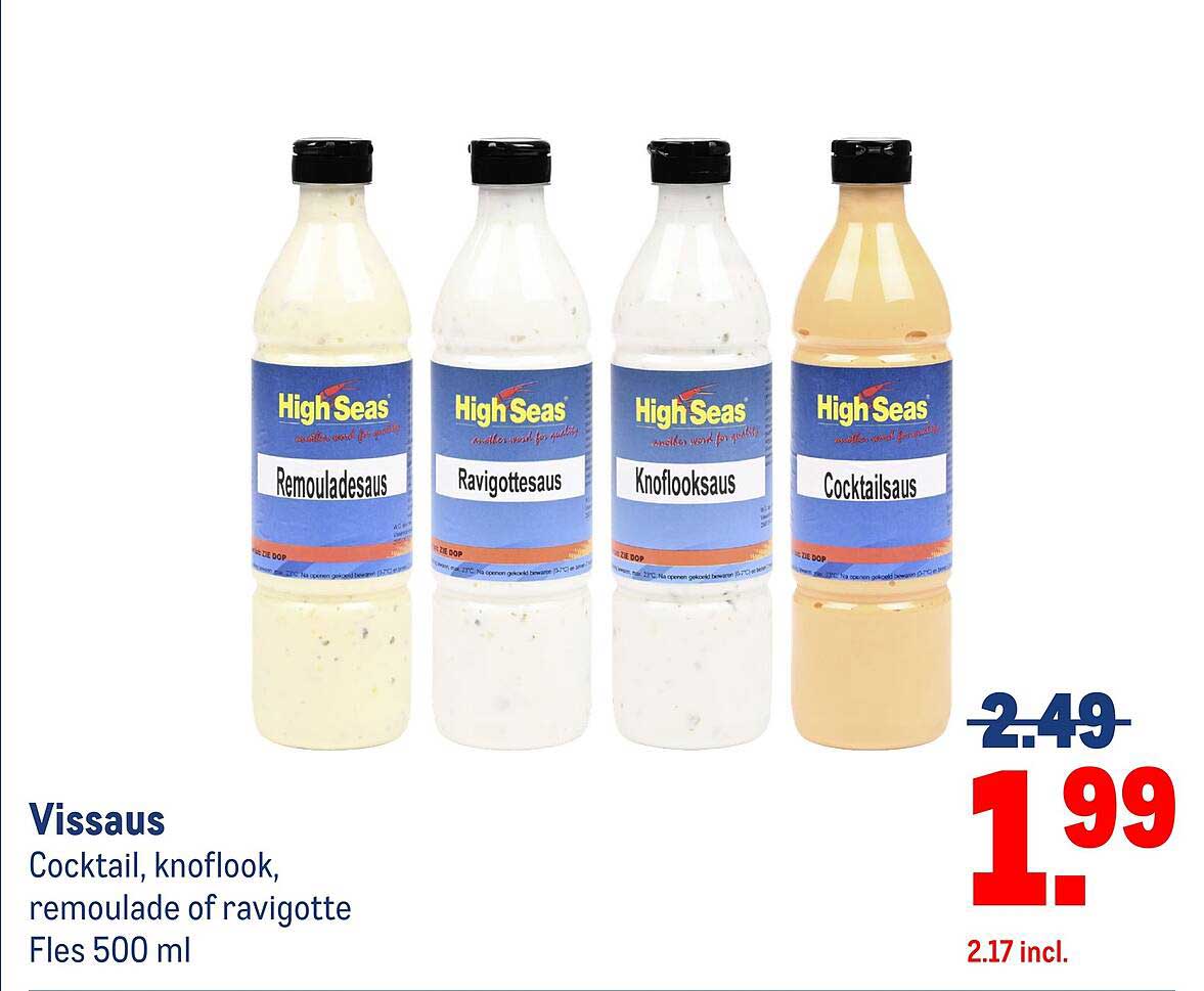 Vissaus Cocktail, knoflook, remoulade of ravigotte Fles 500 ml