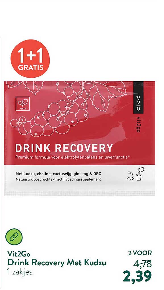Vit2Go Drink Recovery Met Kudzu 1 zakjes 1+1 gratis
