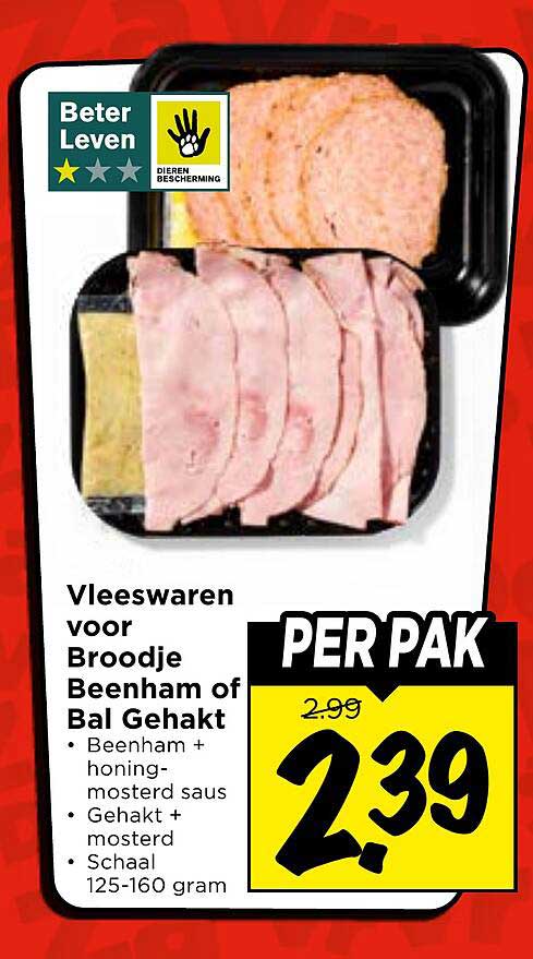 Vleeswaren voor Broodje Beenham of Bal Gehackt