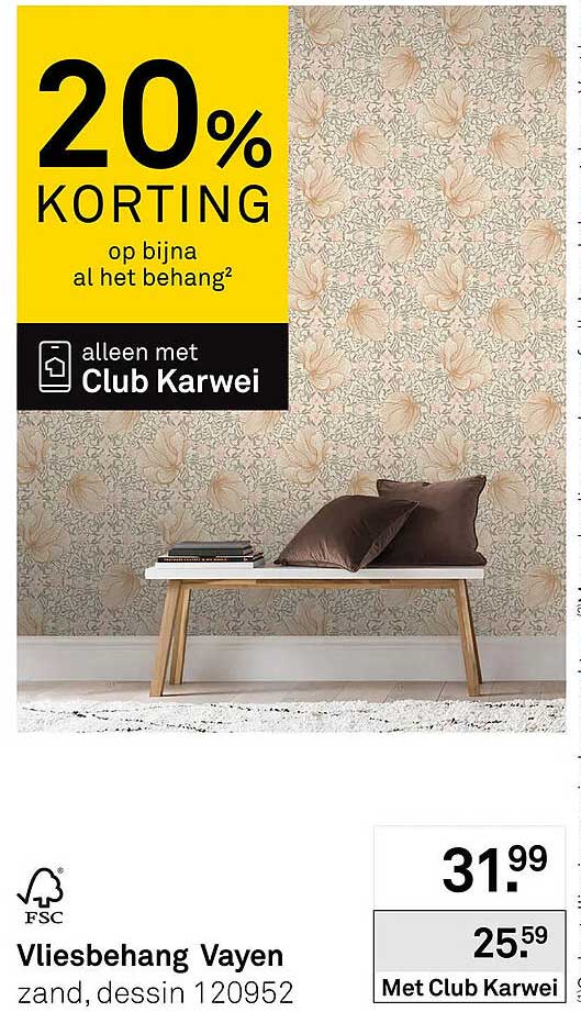Vliesbehang Vayen zand, dessin 120952 20% KORTING
