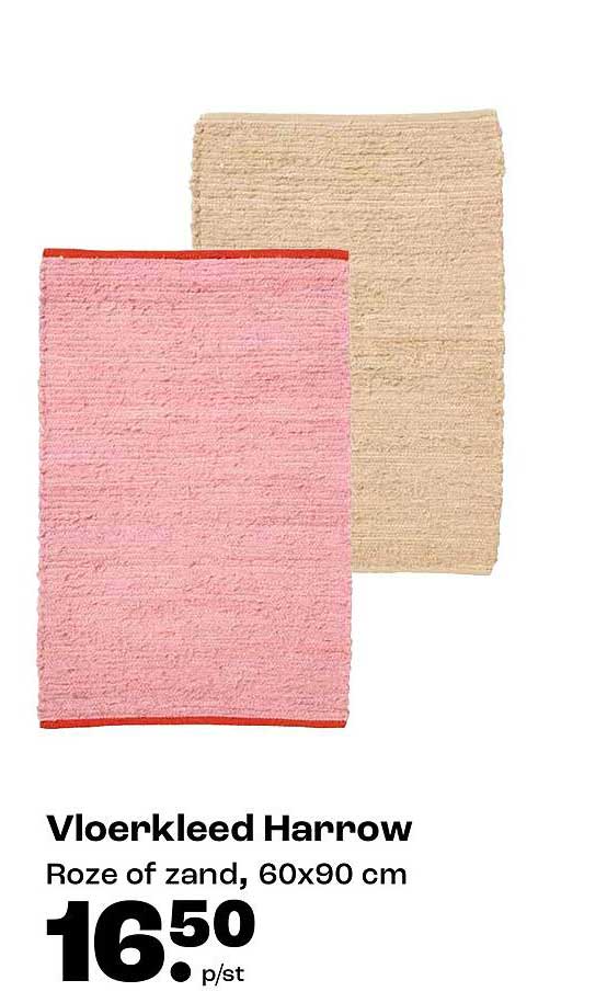 Vloerkleed Harrow Roze of zand, 60x90 cm