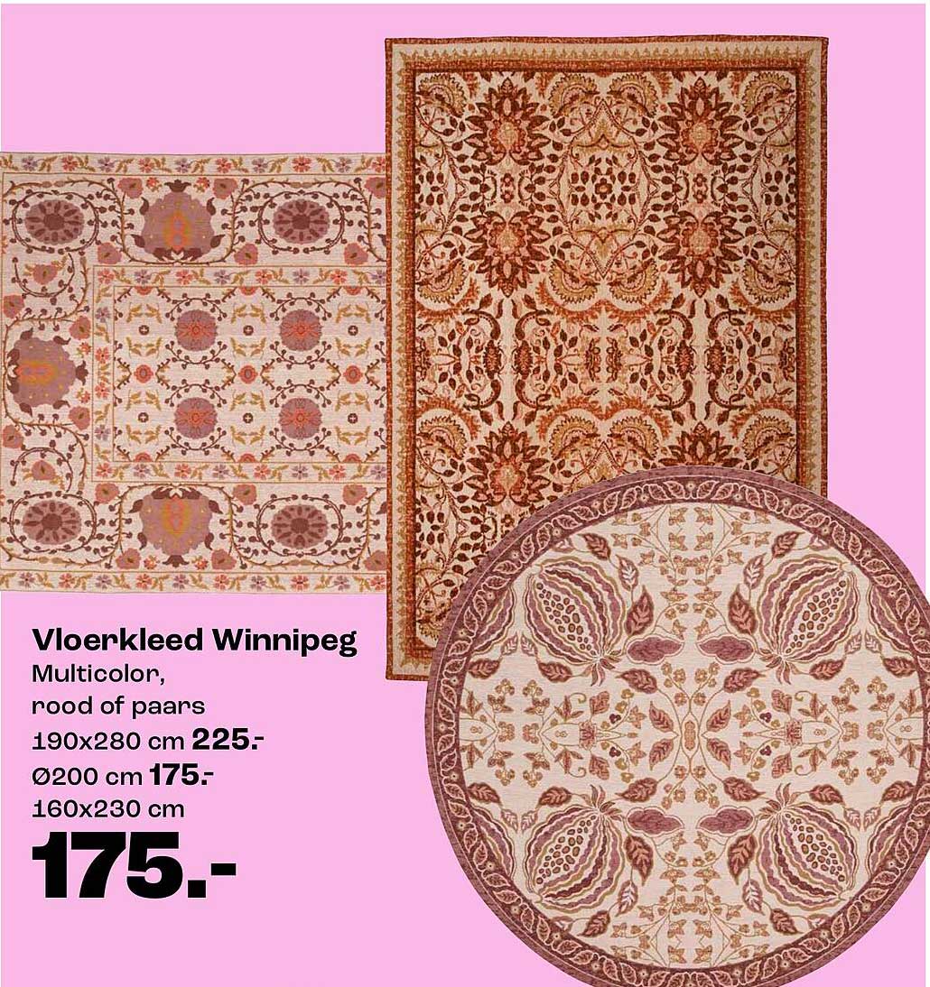 Vloerkleed Winnipeg Multicolor, rood of paars