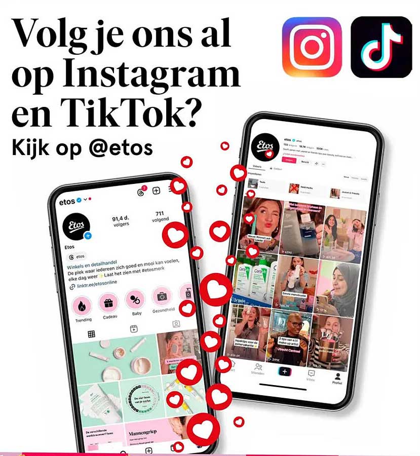 Volg je ons al op Instagram en TikTok? Kijk op @etos