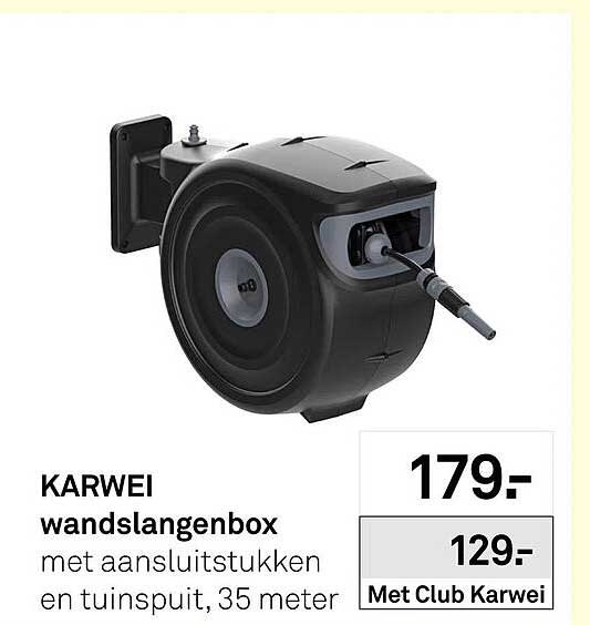 wandslangenbox met aansluitstukken en tuinspuit, 35 meter