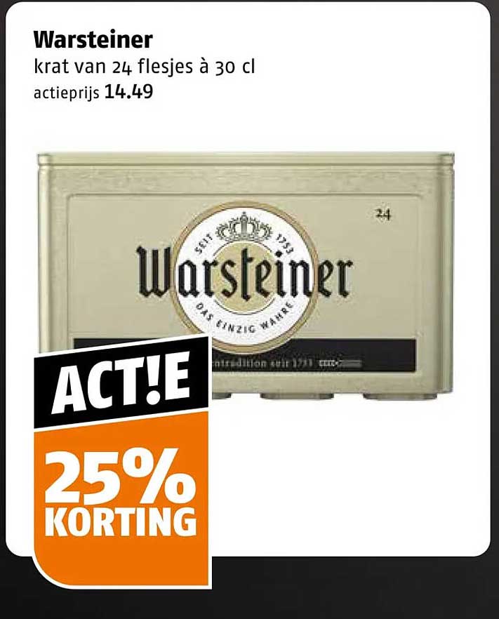 Warsteiner krat van 24 flesjes à 30 cl 25% KORTING