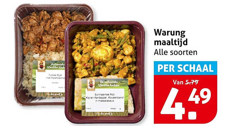 Warung maaltijd Alle soorten PER SCHAAL