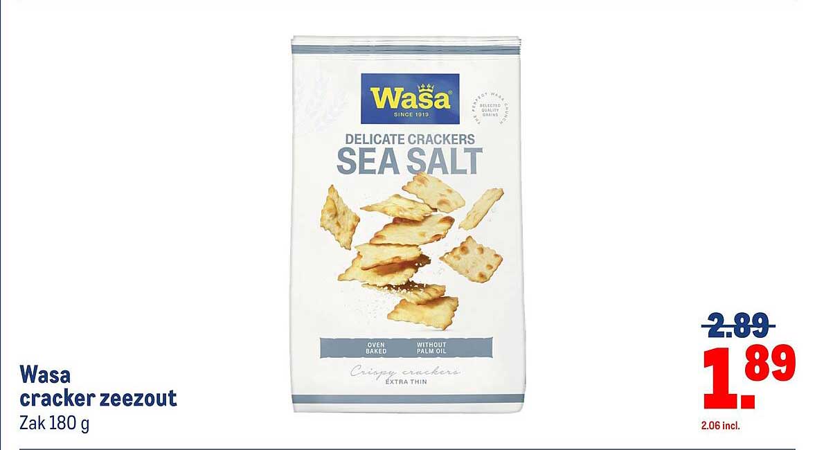 Wasa cracker zeezout Zak 180 g