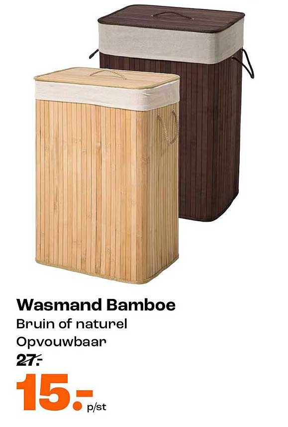 Wasmmand Bamboe Bruin of naturel Opvouwbaar
