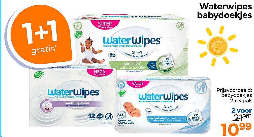 Waterwipes babydoekjes 1+1 gratis