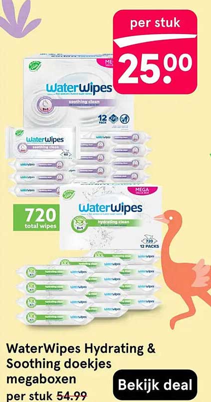 WaterWipes Hydrating & Soothing doekjes megaboxen
