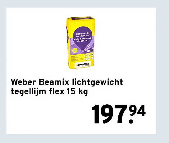 Weber Beamix lichtgewicht tegellijm flex 15 kg