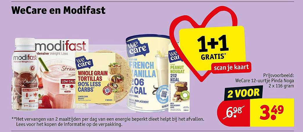 WeCare en Modifast 1+1 GRATIS* scan je kaart