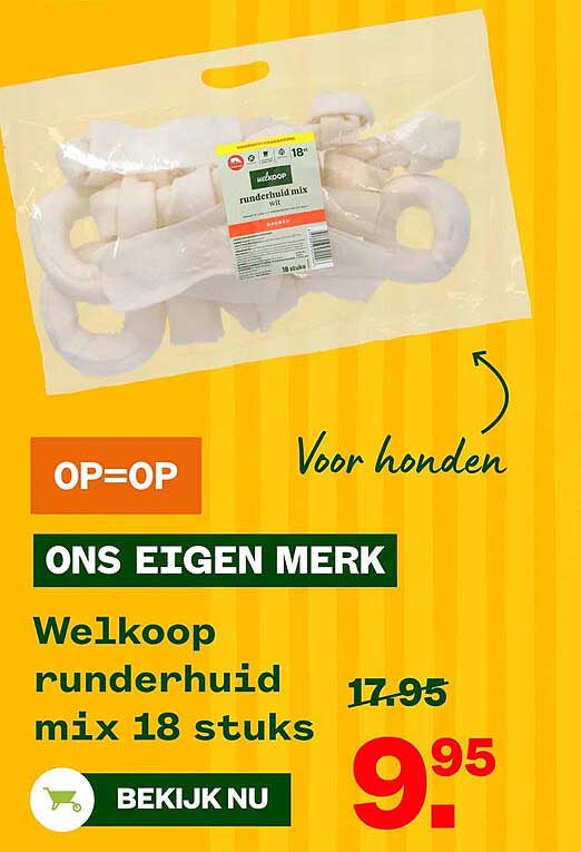 Welkoop runderhuid mix 18 stuks
