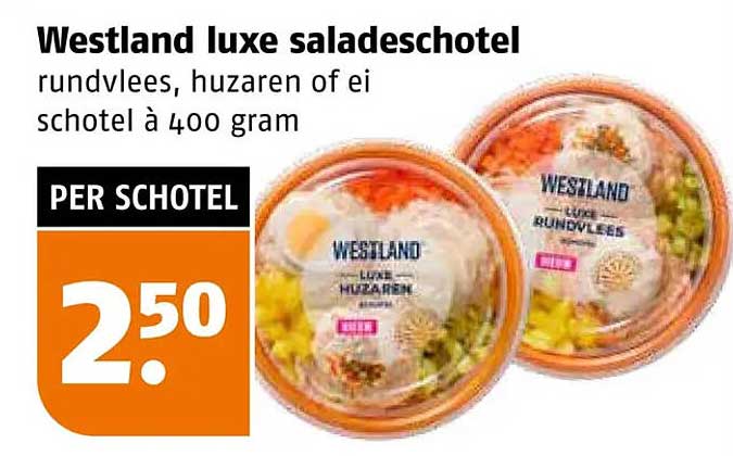 Westland luxe saladeschotel rundvlees, huzaren of ei schotel à 400 gram