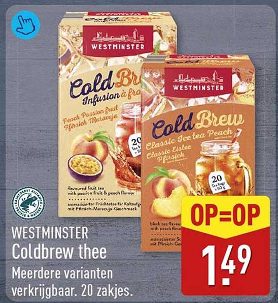 WESTMINISTER Coldbrew thee Meerdere varianten verkrijgbaar. 20 zakjes. OP=OP