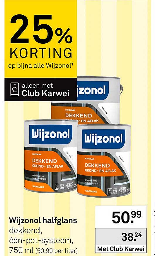 Wijzonol halfglans dekkend, één-pot-systeem, 750 ml 25% KORTING