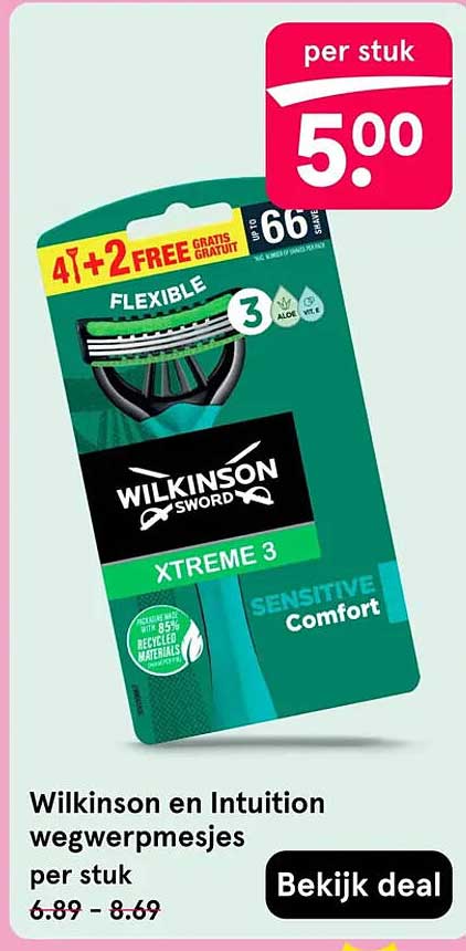 Wilkinson en Intuition wegwerpmessjes per stuk 4+2 FREE GRATIS