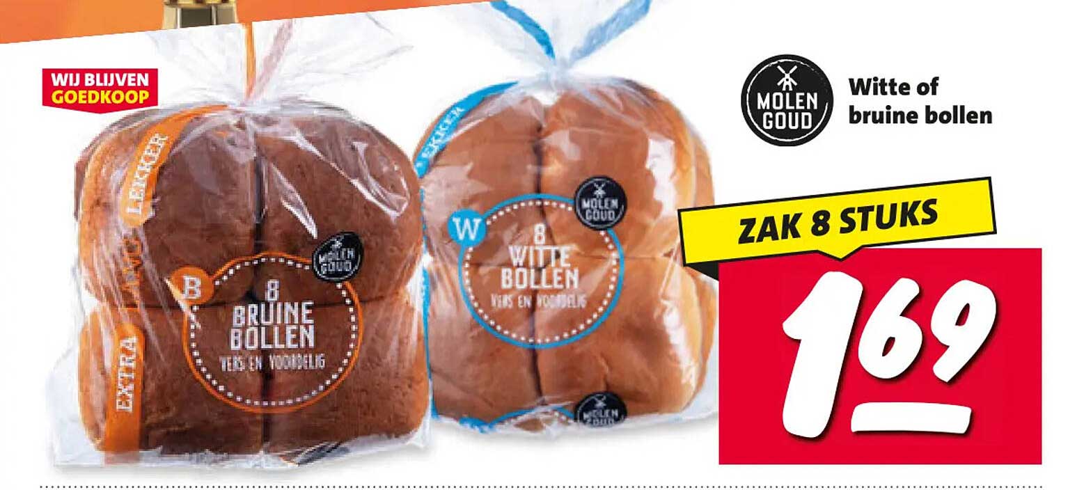 Witte of bruine bollen zak 8 stuks