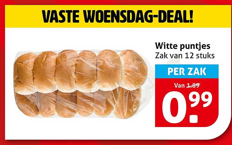 Witte puntjes Zak van 12 stuks PER ZAK