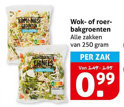 Wok- of roerbakgroenten Alle zakken van 250 gram PER ZAK